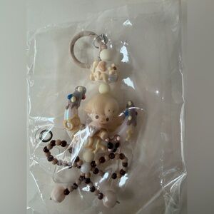 Cute Neutral Phone Charm Keychain White Cream Brown